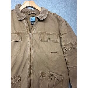 Kirra Mens Workwear Canvas Jacket Tan Full Zip Pockets Size XL